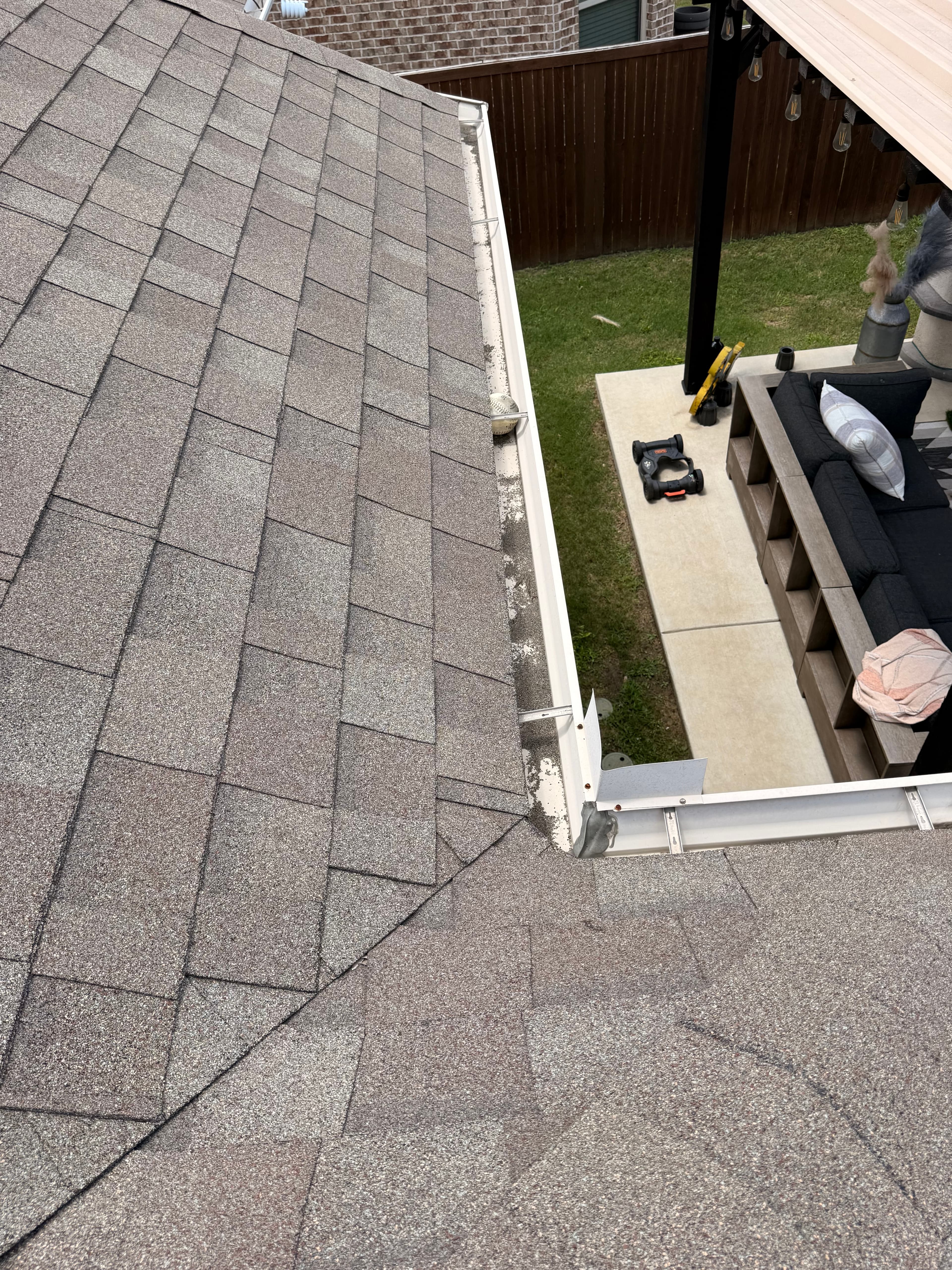 Aerial view of completed roof replacement